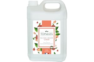 TOPMAIN - Savon main liquide - Formule nettoyante et dégraissante - doux et hydratant - Parfum pêche - 5L - Fabrication française