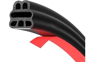 PETGLIMMER 5m Autoadesiva Guarnizione Auto 6 Buche Impermeabile Guarnizione Portiera Auto Gomma Adesiva Auto, Riduzione del Suono Gomma Protezione per Bordo Portiera Guarnizioni Auto per Porte, Cappe (Nero)