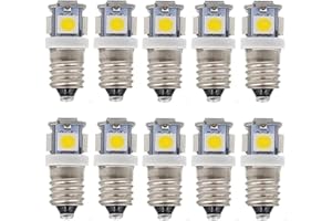 ShuoHui 10x żarówka LED ciepła biel E10 6 V AC DC rower 5 SMD cokół śrubowy lampa 3000 K