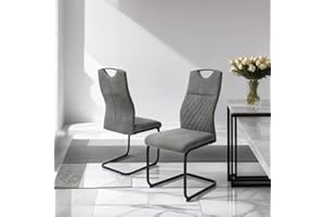 JIEXI Dining Room Chair Modern Swing Chair High Back Technology Cloth Chairs Living Room (2 Grey)