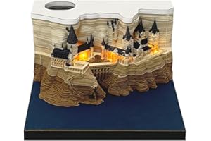 ONMDQS 3D Memo Pad, 2024 Desk Calendar LED Lights 3D Desk Note Pad Creative Tree House Memo Pad DIY Paper Carving Art Tree House Memo Pad Paper Carving Art for Home Office Desktop Decoration Gift (T1HE)