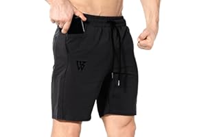 ZENWILL Mens Cotton Gym Shorts, Running Sports Workout Fitness Tennis Exercise with Zip Pockets