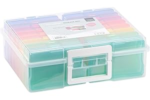 Vaessen Creative Mallette de Rangement Transparente avec Couvercle et 16 Boîtes Colorées, pour Matrices de Découpe, Photos et Autres Fournitures de Loisirs Créatifs, 37,50 x 30 x 13 cm