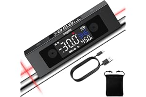 eSynic Professional Digital Inclinometer Angle Finder with Laser Magnetic Digital Level Box Rechargeable Angle Gauge Protractor Measurement Tool With 2 LCD Display/Dual Axis/°、%、MM/M for Working-Black