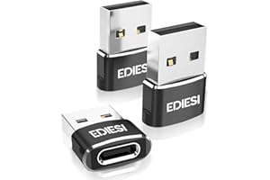 EDIESI, Adaptateur USB C vers USB, Pack 3, pour Chargement Rapide et synchronisation des données, Compatible iPhone 15/14/13, iPad, Galaxy, CarPlay, AirPods (Noir)