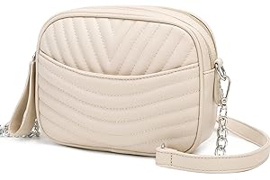 Waniki Kleine Umhängetasche Damen - Schultertasche Tasche Handtasche Kette Schulterriemen Abendtasche- Gesteppte Leder City Clutch Party Zip Crossbody Bag für Frauen (Beige)