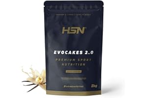 HSN SPORTS HSN Tortitas Proteicas Evocakes 2.0 | Vainilla 2Kg = 20 Pancakes de Avena con Whey Protein | Fáciles y Rápidas de Hacer Bajas en Azúcar | No Incluye Dosificador | No-GMO, Vegetariano