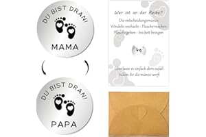 AUGESAK Entscheidungsmünze Papa Mama, Geschenke Zur Geburt, Neue Eltern Geschenk Geburt, Geschenk für Werdende Mutter Werdender Papa, Schwangerschaftsgeschenk, Taufgeschenke für Mädchen Jungen Baby (Silber)