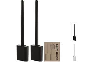 SV LIFE Escobilla de Baño Silicona Estándar | Cepillo Cerdas TPR Flexibles, Secado Rápido, Limpieza WC 360º | Incluye Soporte Escobillero Antigoteo, Montaje Suelo o Pared (2 uds, Negro)