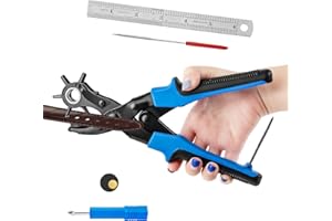 LOBVABA Sacabocados Cuero Agujeros de Cinturon, Alicates Sacabocado Agujero, con 6 redondo orificios, Perforadora, Agujeros Cinturon, Sacador para perforar tarjetas, correas de reloj, cartón, zapatos de cuero