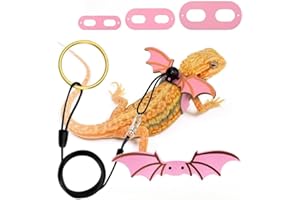 YUNMOXIAO Adjustable Bearded Dragon Leash Harness,3 Size Pack Soft Leather Harness Lizards Leash with Wing for Small Medium and Large Lizard Reptiles Amphibians Animals (Pink)