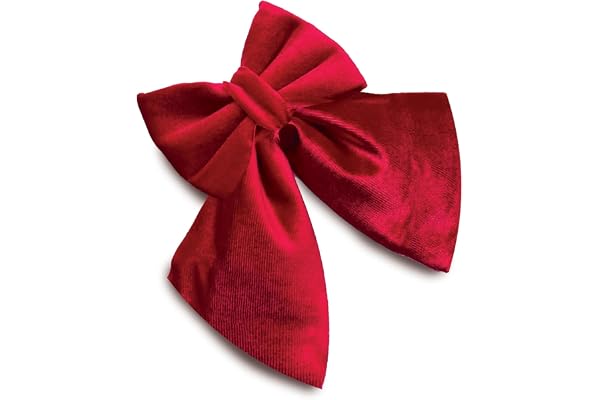 Pawsindia Velvet Christmas Bow Tie for Dogs (Red, Medium-Large),1 Count