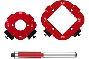 RIENAN Szablony do frezarki górnowrzecionowej, 2 sztuki, szablon do frezarki górnowrzecionowej, promień jigu, router, szablony narożne, frez górnowrzecionowy, odpowiednie do obróbki drewna R10, R15, R20,