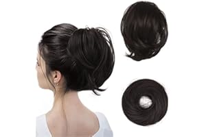 BARSDAR Hair Bun Ponytail Extension, Straight Synthetic Hairpiece Fully Short Ponytail Bun Extensions Hair Accessories Elastic Easy Scrunchie for Women