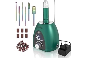 ‎KREDIOO Nagelfräser 35000 U/Min Elektrische Nagelfeile für Gelnägel, 6 in 1 Maniküre Set Elektrisch Stufenlose Geschwindigkeit mit LED Dislay für Nagelhaut Shellac Acrylgel, Sicher für Anfänger Profi