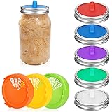 BestCool 8 Stück Fermentieren Deckel, Fermentation Deckel Silikon Einmachglas Deckel Wasserlose Luftschleuse Fermentier Set f