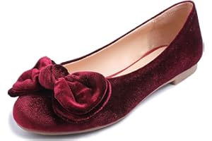 Feversole Women's Round Toe Cute Bow Trim Ballet Flats, Ballerine Punta Tonda Decorate con Un Grazioso Fiocco da Donna