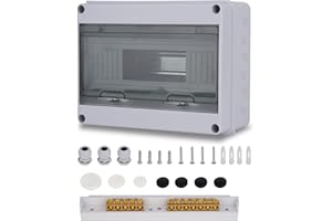 Zroden Coffret Electrique, Coffret Electrique Etanche Exterieur IP65, 12 Modules, Avec Terminaux, Rails Intégrés et Accessoires, Pour Une Utilisation à L'extérieur