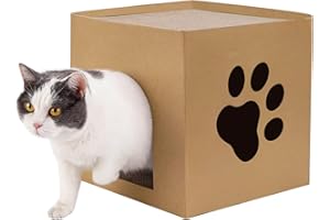 SEPTILLAR Kartonowy drapak dla kota, kartonowy domek dla kota z drapakami Pudełko dla kota Legowisko dla kota do wnętrz, kryjówka dla kota Królik Króliczek Małe zwierzęta (30x30x30cm)