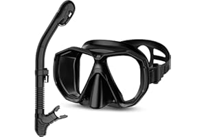 Honlanor Snorkel Set Adults Snorkeling Gear Anti-Leak and Anti-Fog Tempered Glass Lens Panoramic View Swim Mask Dry Top Snorkel Kit for Snorkeling Scuba Diving Swimming Travel with Carry Bag