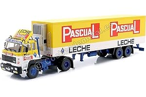 COCHESDEMETAL Compatible con Camión Dodge C38T + Trailer Leche Pascual Amarillo/Blanco/Azul 1:43 Salvat PEG009
