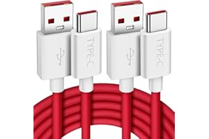 TITACUTE Kabel do ładowania USB C, 2 sztuki SUPERVOOC Charge do OnePlus Nord 2T/10 Pro/Nord CE Lite, Warp Kable 2/Nord CE/N10/Nord/8 Pro/7T Pro, Dash 7/6T (2 sztuki)