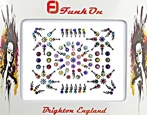 HUGE FESTIVAL BINDI PACK APROX 70 MUTLICOLOURED DIAMANTE BRIDAL TIKKA FANCY DESIGNER TATTOO BODY FACE GEMS JEWELS JEWELLERY ART (NB04)
