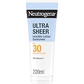 Neutrogena Ultra Sheer Invisible Moisturizing Sunscreen SPF30, 200 ml | Body Sun Cream, Water Resistant, 30 UVB/UVA Protectio