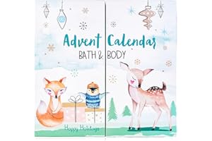 ACCENTRA Kalendarz adwentowy Happy Holidays 2021 dla dziewczynek z 24 produktami do kąpieli, pielęgnacji ciała i akcesoriami dla urozmaiconego i rozpieszczającego sezonu adwentowego