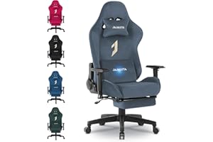 JAJALUYA Ergonomic Gaming Chair with Footrest & Massage, Reclining Racing Chair with Adjustable Headrest and Lumbar Support, High-Back Computer Chair for Adults, Office & PC Gaming (Gray)