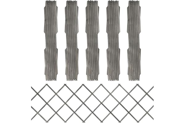 vidaXL 5x Bois de Sapin Massif Clôture à Treillis Barrières de Jardin Panneaux de Clôture Extensibles Patio Arrière-cour Extérieur Gris 180x60 cm