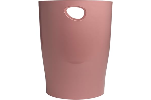 Exacompta - Réf. 45338D - 1 corbeille à papier avec poignées ECOBIN Skandi - Grande capacité 15 litres - Dimensions 26,3 x 26,3 x 33,5 cm - Pour bureau ou maison - Couleur Vieux Rose