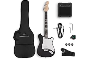 GEAR4MUSIC VISIONSTRING Kit Guitare Electrique 3/4 pour Enfants avec Ampli 10W et Accessoires - Pack Complet Noir