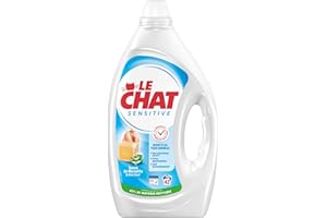 LE CHAT - Sensitive - Lessive liquide - Savon de Marseille & Aloe Vera - Respecte les Peaux Sensibles - Parfum Hypoallergénique - Développé avec des Dermatologues - 42 Lavages