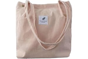 Funtlend Cord Bag Womens Large Corduroy Tote Bag Women Shoulder Handbags for School Shopping Work College Casual (beige)