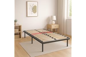LA WEB DEL COLCHON Somier con Patas Multiláminas Regulador 90x 200 x 5 cm – Base de Cama Adaptable con Reguladores de Firmeza, 6 Patas Incluidas