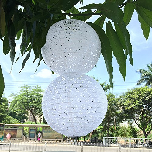 ONEDONE 5 Stücke 10″ Lampion Laterne Papier Weiß Gartenlampion Papierlaterne Hängedekoration Lampenschirm Deko Feste Geburtstag - 7