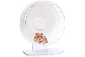 Niteangel Roues d'exercice Ultra-silencieuses pour Hamsters - Roues de Course silencieuses avec Support Ajustable pour Hamsters, gerbilles, Souris ou Autres Petits Animaux (Format Moyen, Blanc)
