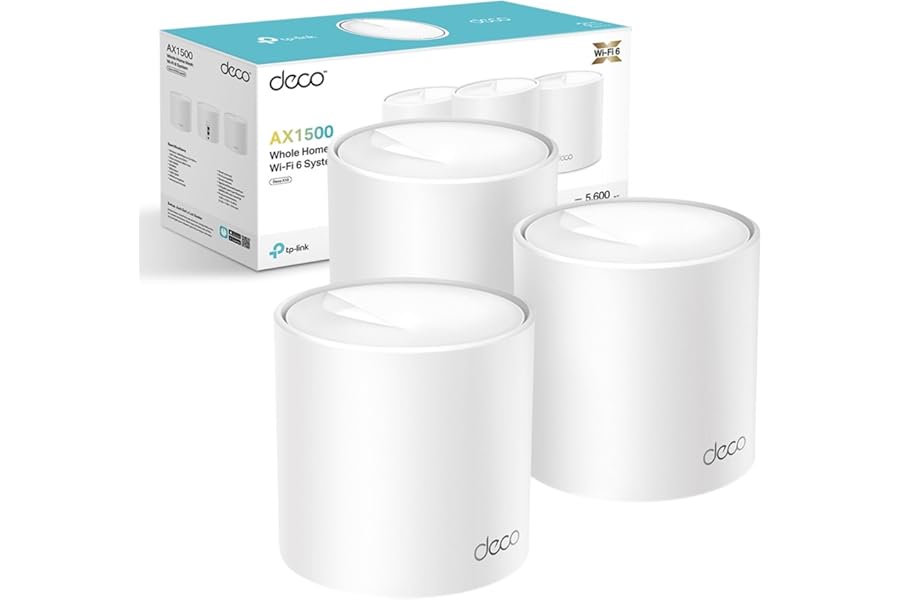 TP-Link Deco X10(3-pack) AX1500Mbps Whole Home Mesh WiFi 6 System, Coverage up to 5600ft²,Easy Setup, WiFi Mesh System, Wi-Fi Router, Extender Booster, Gaming&4K, Easy Setup, Alexa & Google Home