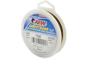 American Fishing Wire Surfstrand Bare Stainless Steel Saltwater Leader Line 200lb Tested, 330lb Tested Camo in 10ft, 100yd, 600ft and 1ft Length, 1 x 2.75 Inch
