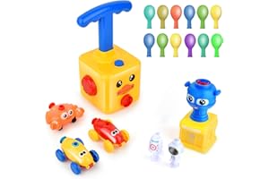 BCAMELYS Balloon Powered Car with Launch Pad Toy for Kids Air Inertial Balloon Pump Cars Racer Creative Vehicle Toy for Children Best Toys Gift for Kids (Yellow)