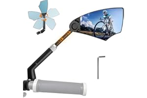Arkham Rétroviseur de vélo anti-éblouissement, rétractable et rotatif à 360°, extra large, en verre véritable HD, pour guidon de 20 à 23 mm, rétroviseur de vélo pour vélo électrique VTT (droite)