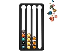 Opaltool Uchwyt na kapsułki do kawy, 40 kapsułek, pionowo lub poziomo, montowany na ścianie, obrotowy dozownik kapsułek do biura, hotelu, szafki kuchennej, szafki, restauracji (czarny)