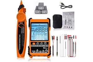 VISLONE Testeur de câble multifonctionnel avec écran LCD, test POE, recherche numérique analogique, avec 3 ID d'appairage de câble, longueur câble réseau réglable, suivi de mesure court-circuit circuit ouvert