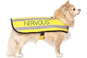 DEXIL NERVOUS (Give Me Space) Yellow Colour Coded S M L Reflective Waterproof Fleece Lined Warm Dog Coats PREVENTS Accidents By Warning Others Of Your Dog In Advance (S)