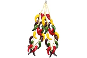 Riaxuebiy 4 Pack Artificial Chili String,Hanging Fake Vegetable Capsicum, Colorful Pepper Garland,Chili Vine Wreath for Home Kitchen Wall Decoration (Multi-4Pack)