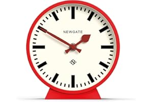 NEWGATE® M Mantel kolejka cichy zamiatany zegar - 'No Tick' - nowoczesny zegar kominkowy - mały zegar - zegary do salonu - zegar biurowy - zegar biurkowy - zegary kominkowe - tarcza stacji (Czerwony)