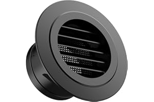 Hon&Guan Ø 100 mm Rejilla de Ventilación Redonda, Rejilla de Ventilación de Plástico ABS Negro, Rejilla de Extracción de Aire, con Mosquitera, para Garaje, Baño, Cocina, Secadora, Sótano