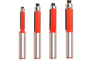 Sinoprotools Flush Trim Router Bits 1/2", 4Pcs Flush Router Bits 1/2 Inch Shank,Flush Trim Bit for Woodworking Template Pattern Trimming, Cutting Diameter 1/4" 5/16" 3/8" 1/2