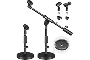 CAHAYA Desktop Microphone Stand: with 2 type clips 3/8" to 5/8" Metal Screw Adapter Space-saving CY0360, 1 unit